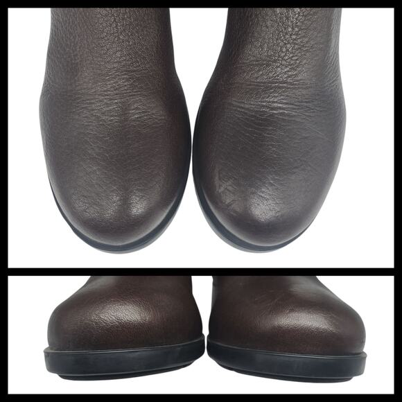 Prada Boots Womens 39.5 9.5 Brown Leather Knee High Block Heel Riding Side Zip - Picture 7 of 16